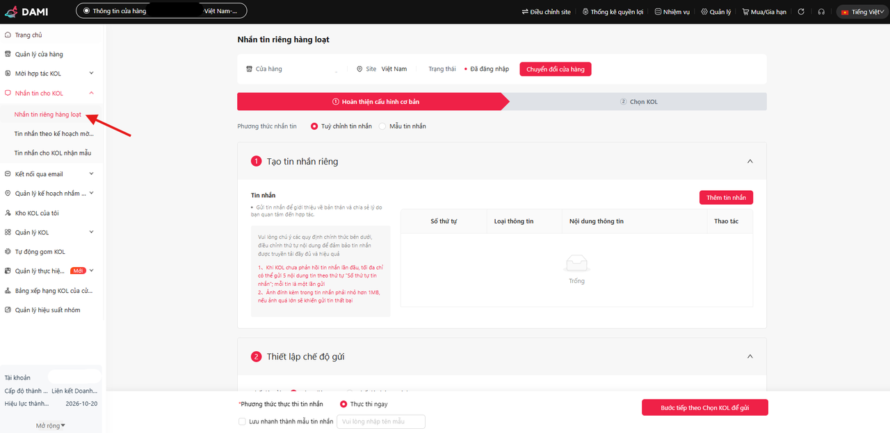 Tạo tin nhắn riêng hàng loạt