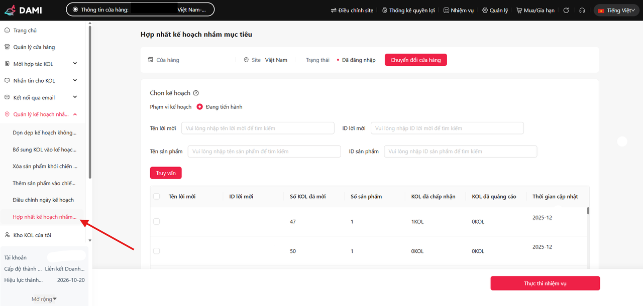 Hợp nhất kế hoạch nhắm mục tiêu