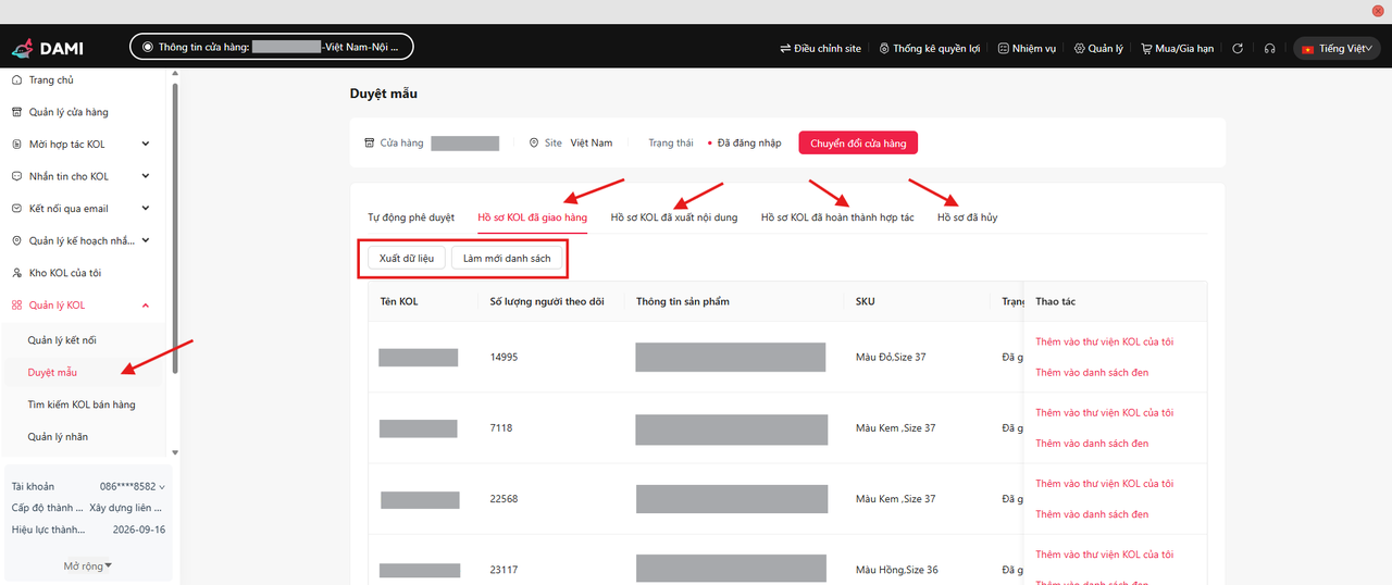 Theo dõi trạng thái đơn mẫu